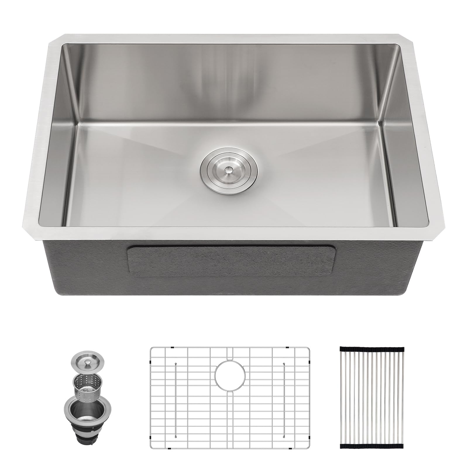 Couoko 32 Inch Undermount Kitchen Sink 16 Gauge Stainless Steel Single Bowl Under Counter Large Deep Sinks Basin 32''X19''X9''