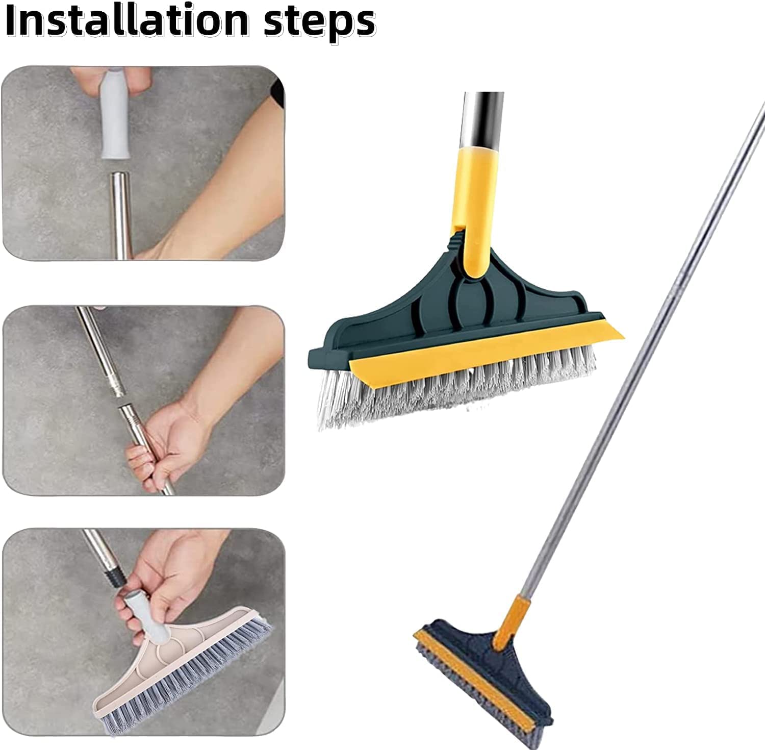 Vihlanath Bathroom Cleaning Brush With Wiper - Bathroom Cleaning Brush Long Handle 180 Rotate Toilet Brush Bathroom Tiles Cleani