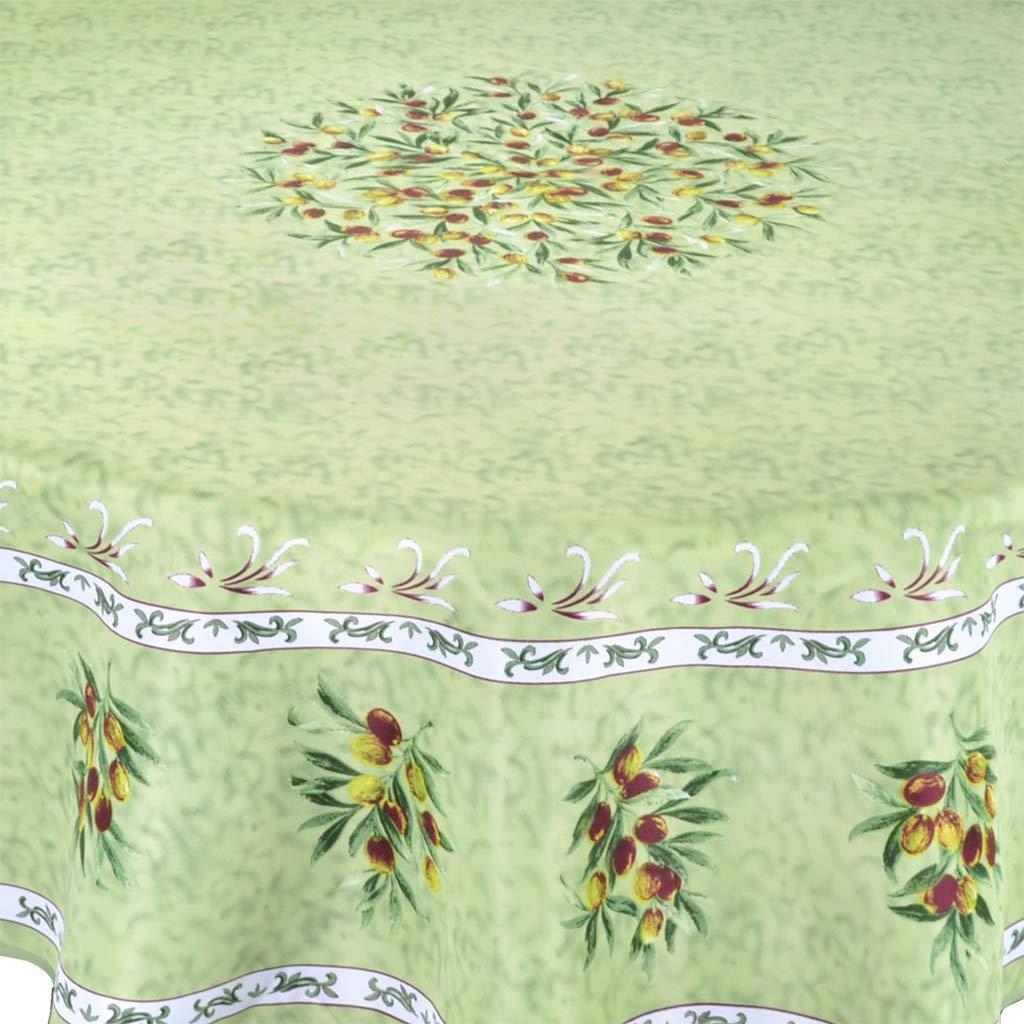 Provence Olivier Green French Provencal Tablecloth - 70'' Round