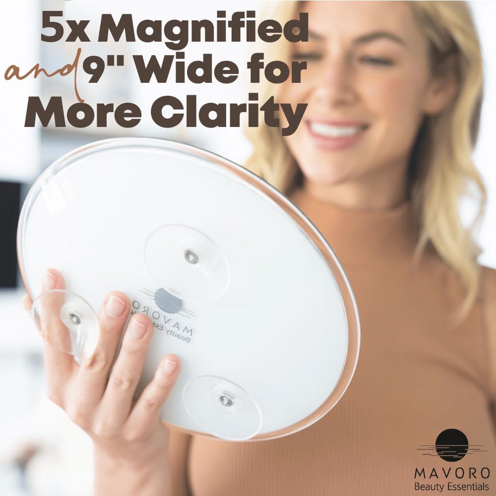 Magnifying Mirror With 3 Suction Cups 9 Inch (5X Magnification)
