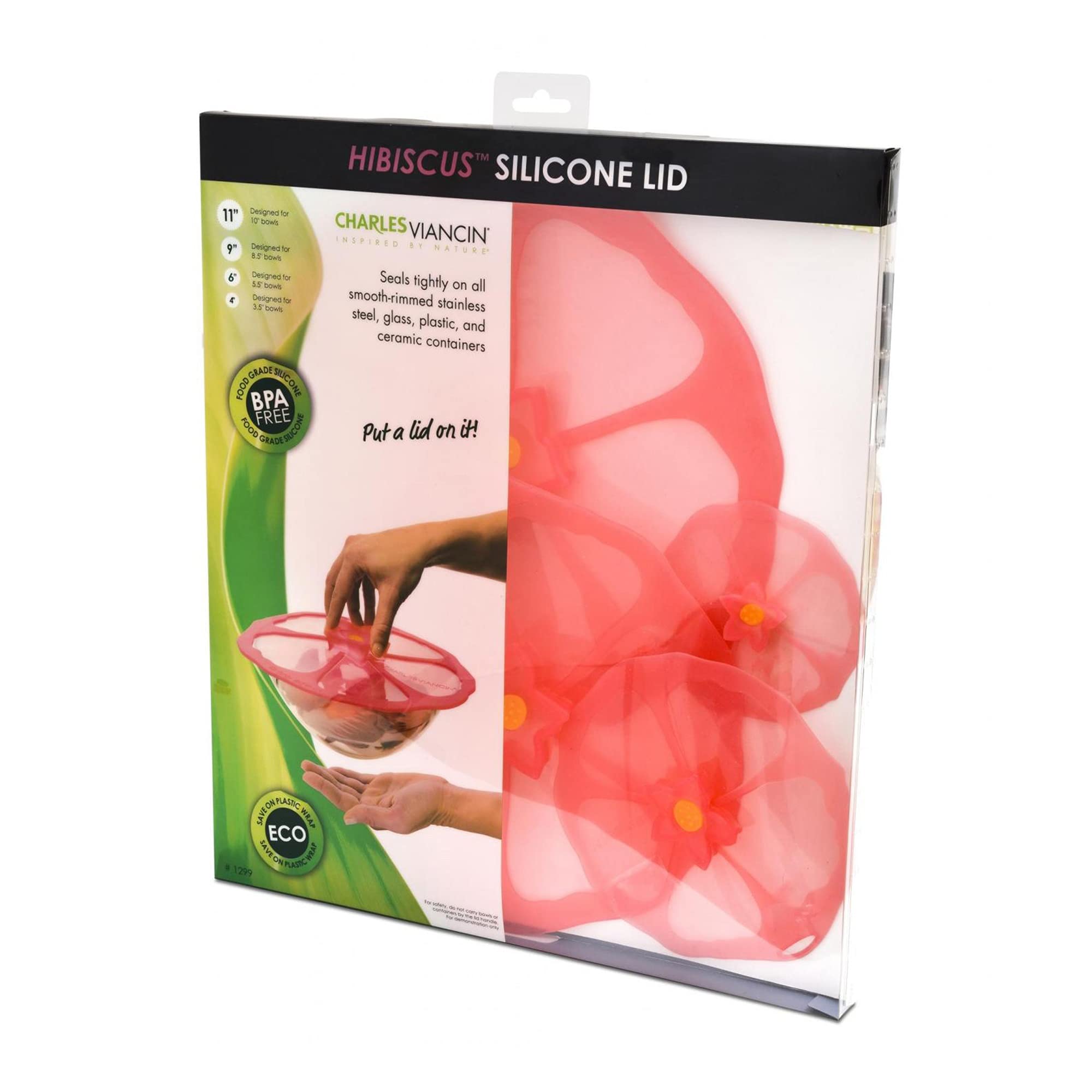 Charles Viancin - Hibiscus Silicone Lid For Food Storage And Cooking - 11''/28Cm - Airtight Seal On Any Smooth Rim Surface - Bpa