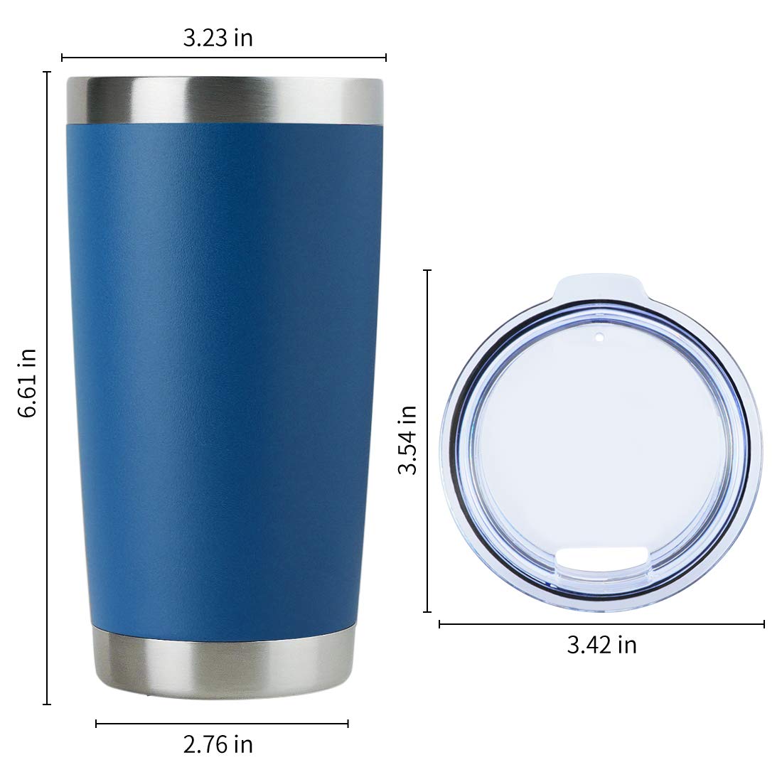 Domicare 20Oz Stainless Steel Tumbler Bulk With Lid, Double Wall Vacuum Insulated Travel Mug, Powder Coated Coffee Cup, Dark Blu