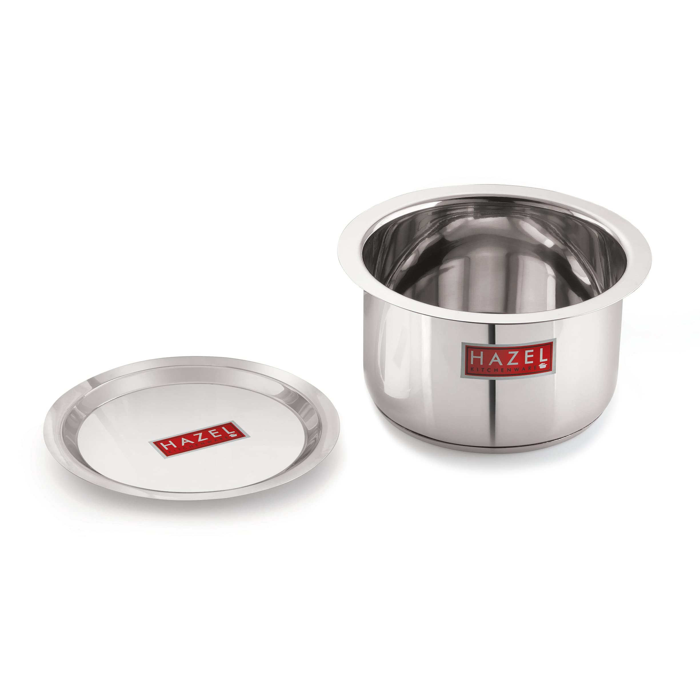 Hazel Induction Base Tope Stainless Steel Induction Bottom Tope Thick Heavy Flat Base Patila Cookware With Steel Lid Cover 18.8 