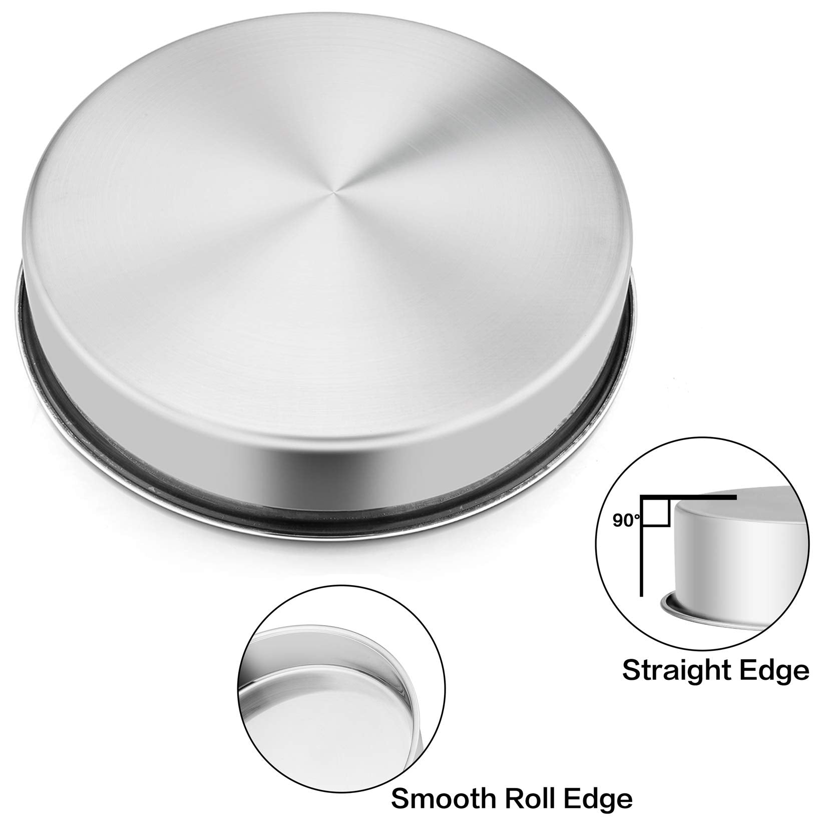 11 Inch Cake Pan Set Of 4, P&P Chef Stainless Steel Large Round Baking Pans, For Birthday Wedding Thanksgiving, Non Toxic & Heal