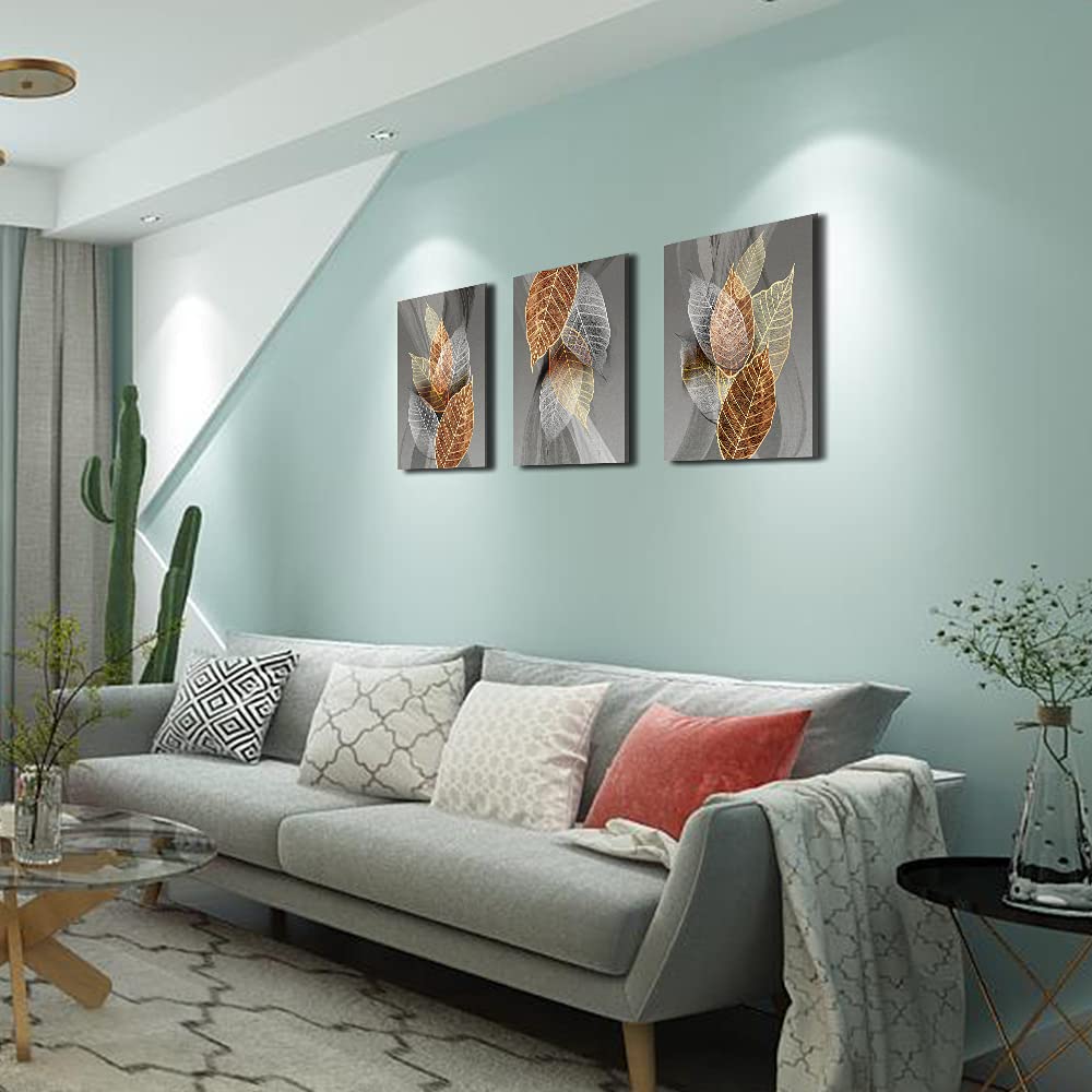 Canvas Wall Art For Living Room Family Wall Decorations For Kitchen Modern Bathroom Wall Decor Black Paintings Abstract Leaves Pictures Artwork Inspirational Canvas Art Bedroom Home Decor 3 Pieces