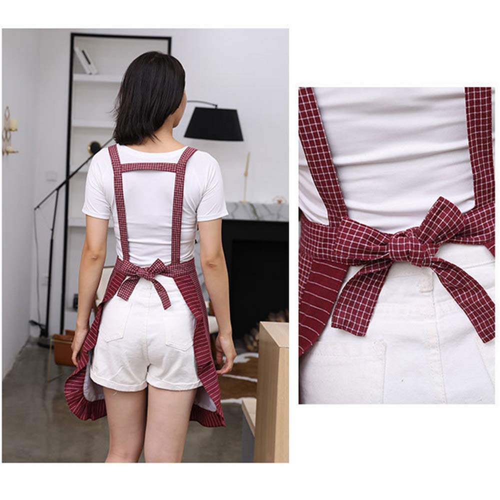 Cute Apron For Women With Pockets, Comfortable Kitchen Apron, Perfect For Cafe Shop, Baking, Gardening, Cooking, Red