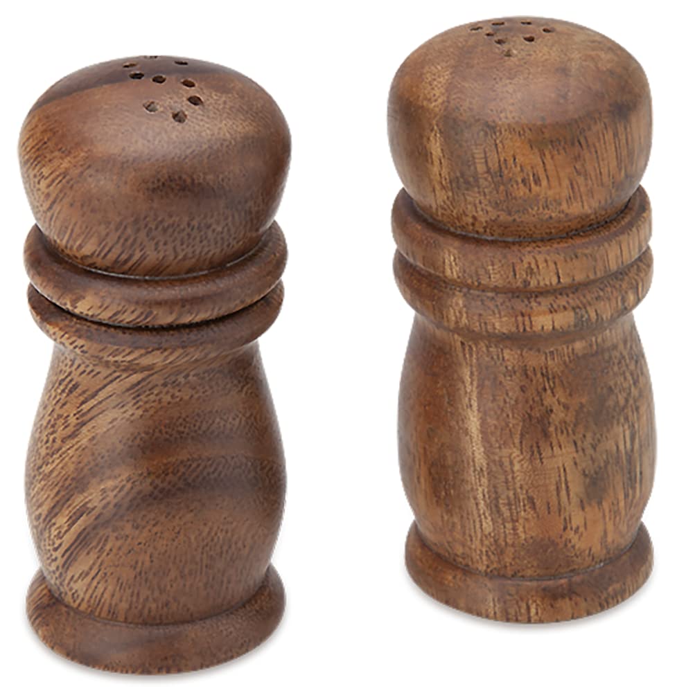 Acacia Wood Salt & Pepper Shakers 4 Inch Tall