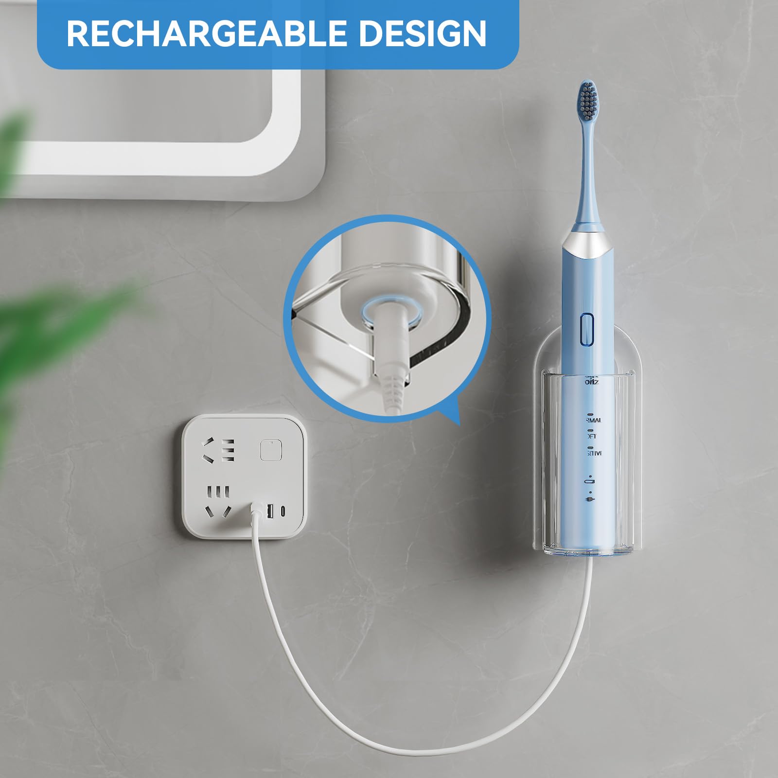 Mopms Electric Toothbrush Holders, Wall Mounted Tooth Brushing Holder For Bathroom, Self Adhesive Electric Toothbrush Organizer