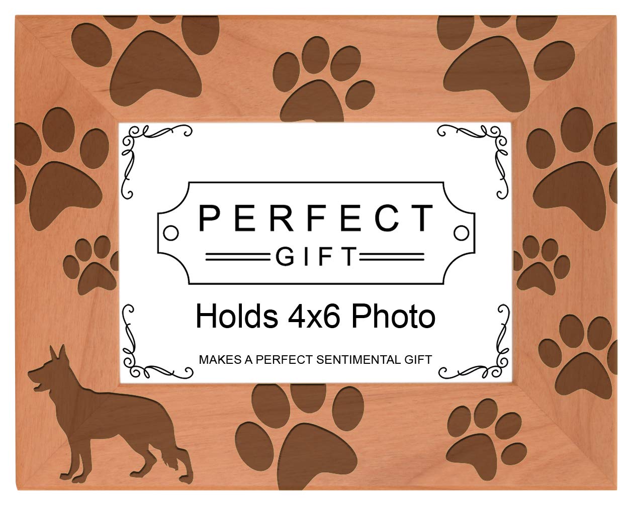 Gifts For All By Rachel Olevia Dog Lover Gift German Shepherd Paw Prints Natural Wood Engraved 4x6 Landscape Picture Frame Wood