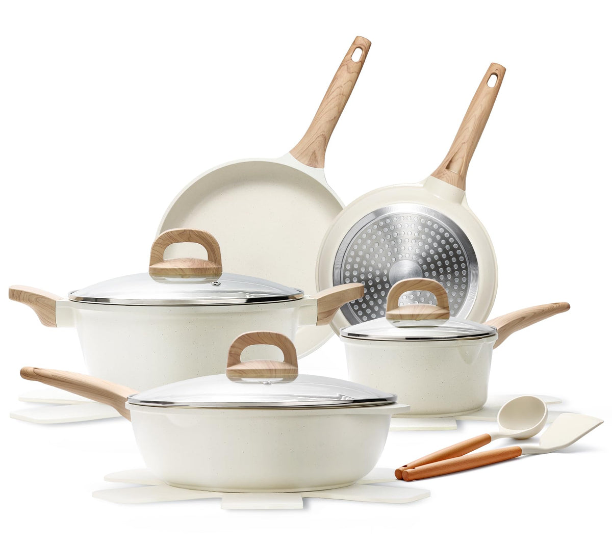 14 Pcs Pots and Pans Set, Nonstick Cookware Sets, Granite Induction Cookware Non Stick Cooking Set with Frying Pans, Saucepans,