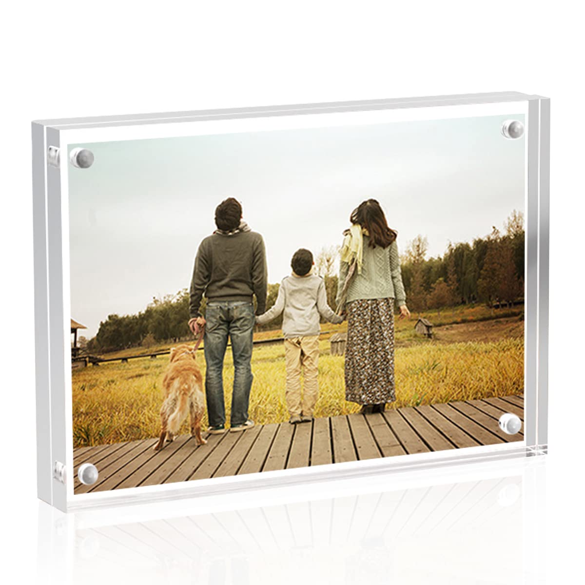Sezanrpt Acrylic Picture Frames 2.5x3.5 inches, Clear Double Sided Magnetic Photo Block Frame,Desktop Frameless Picture Display,