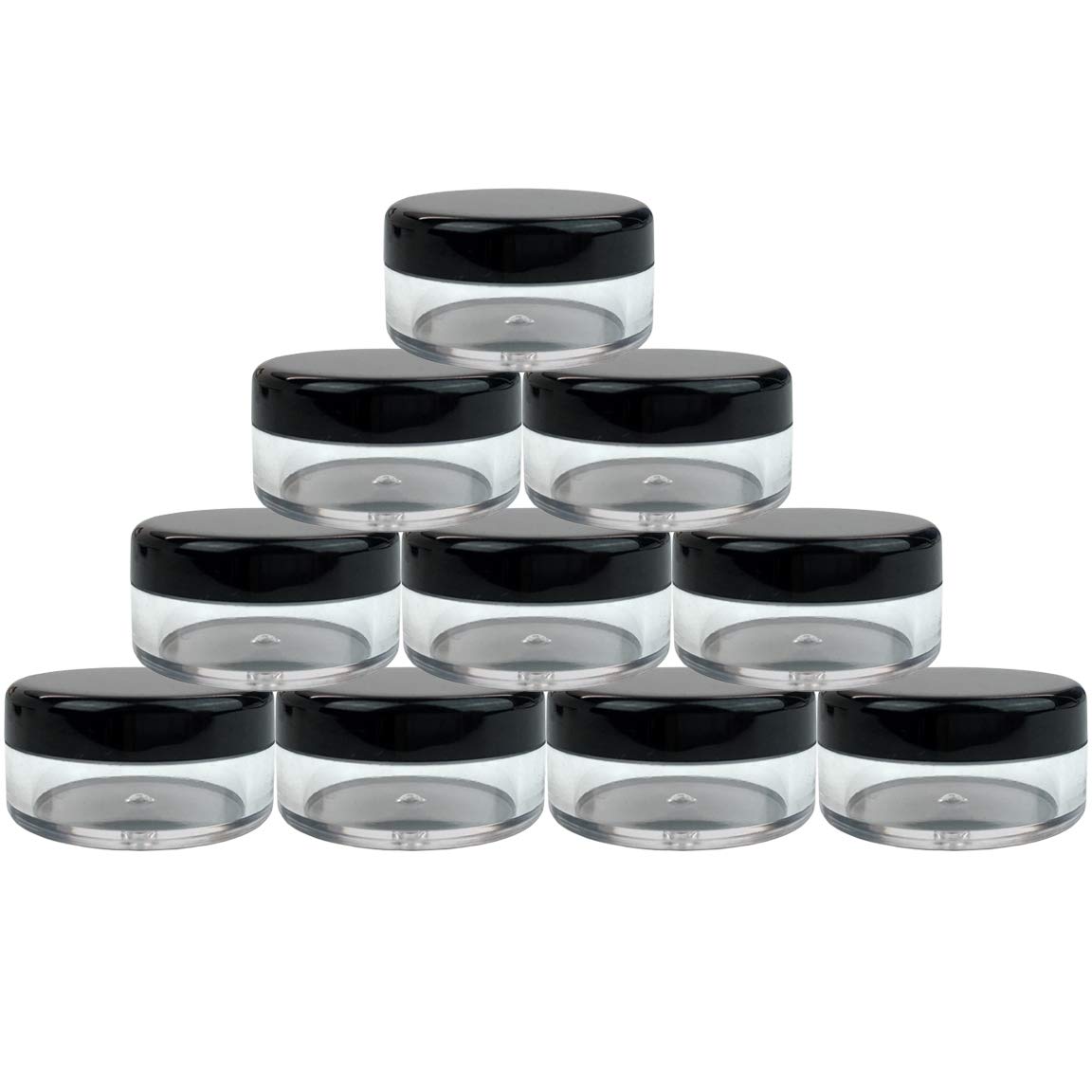 Beauticom 5G/5Ml Round Clear Jars With Black Lids For Herbs, Spices, Loose Leaf Teas, Coffee And Other Foods (Quantity: 25Pcs)