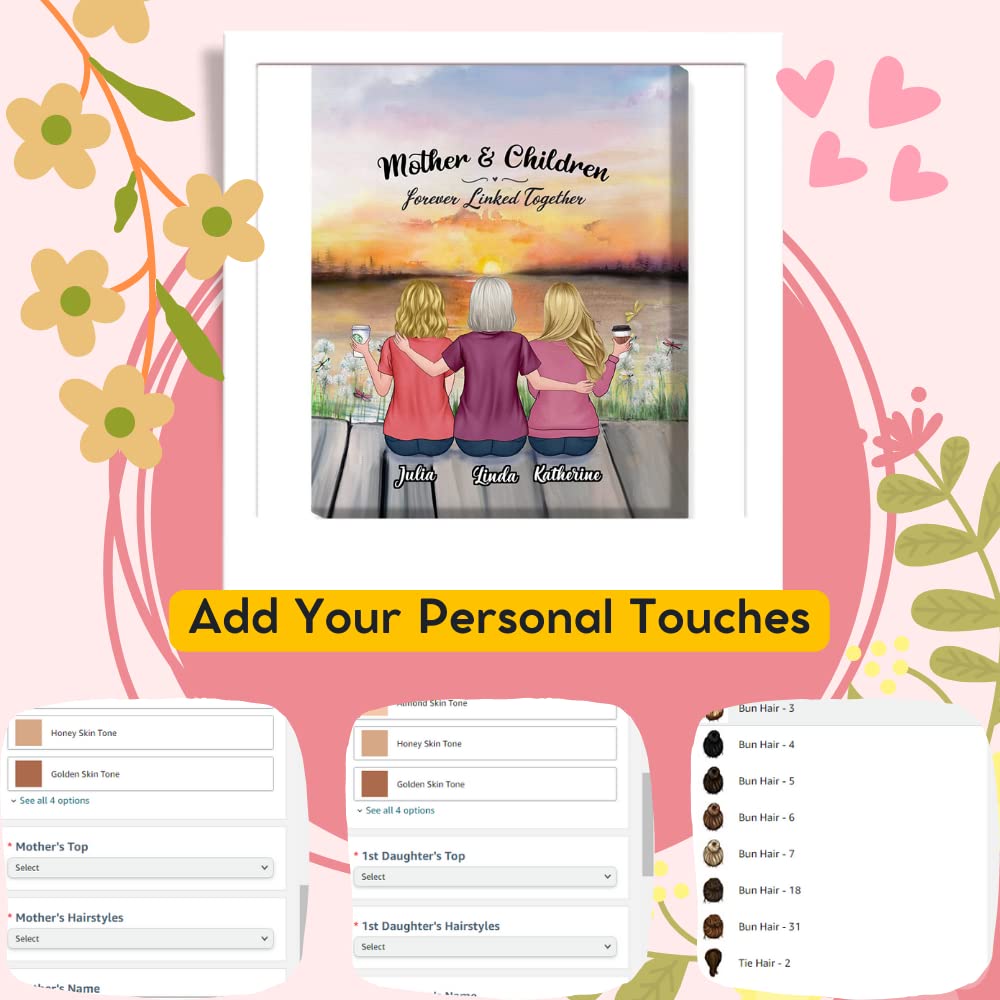 Gossby Custom Mom Wrapepd Canvas - Custom Gift For Mom From 2 Daughters With Design, Name - Mother Daughter Gift - Mothers Day,