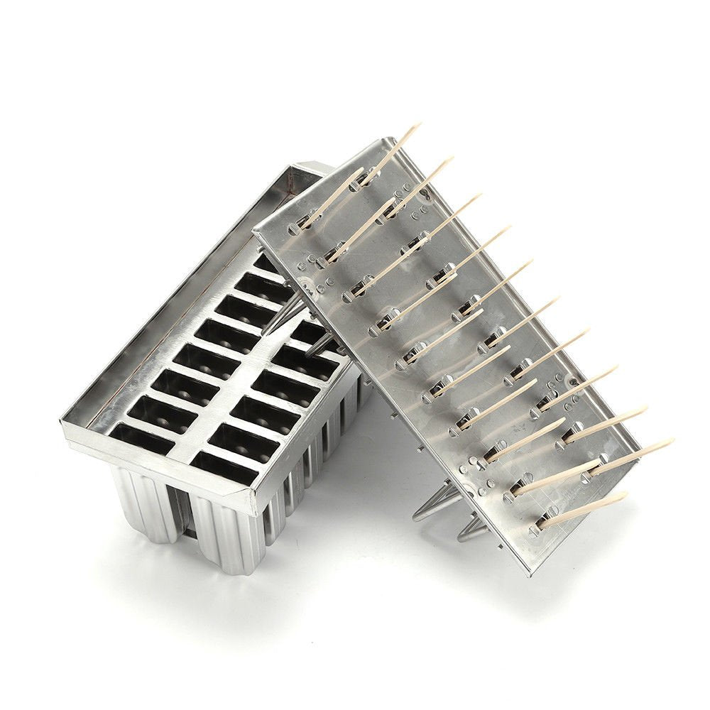 Stainless Steel Ice Lolly Popsicle Molds Kit 20Pcs Ice Cream Stick Holder Round Head Grooved