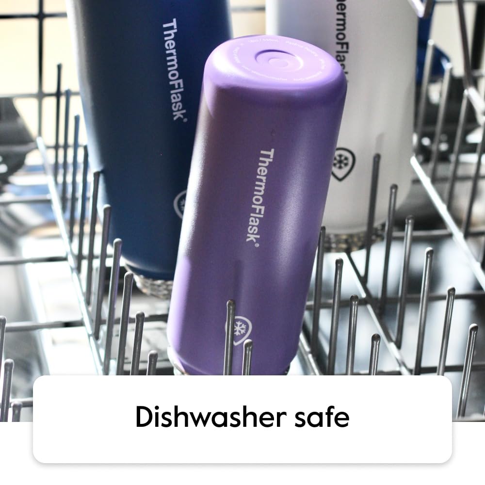 Thermoflask 16 Oz Double Wall Vacuum Insulated Stainless Steel 2-Pack Of Water Bottles, Blueberry/Wolf Grey