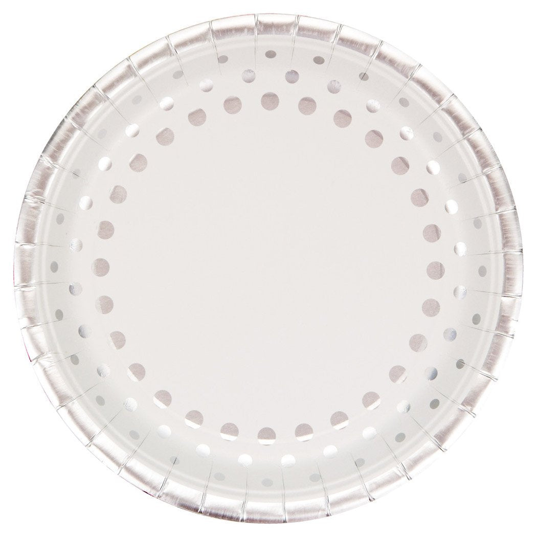 Creative Converting Sparkle And Shine Plates, 9'', Silver & White