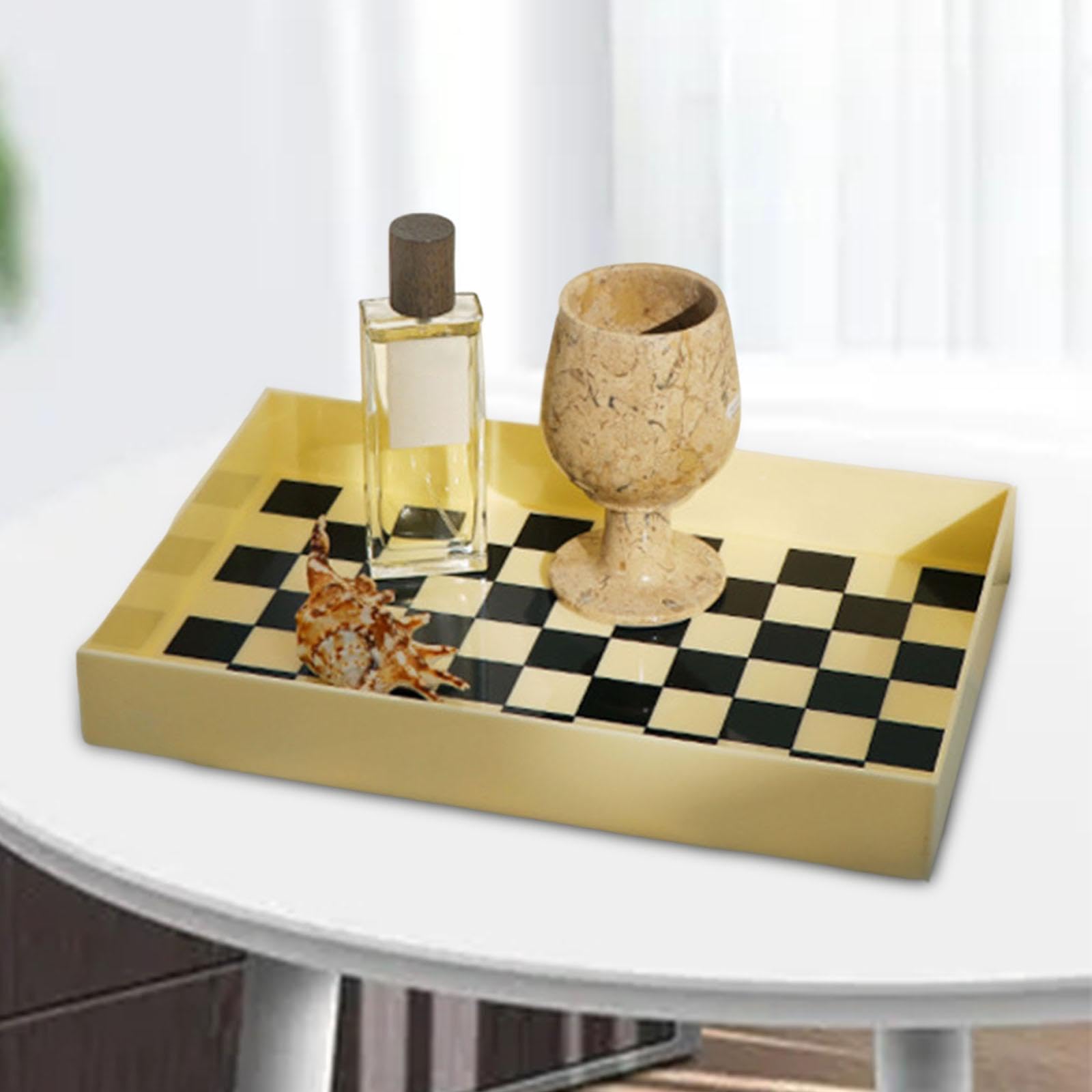 Trendivibe Serving Tray Checkerboard Design Table Storage Tray For Candy Coffee Dessert 20Cmx30Cmx4Cm