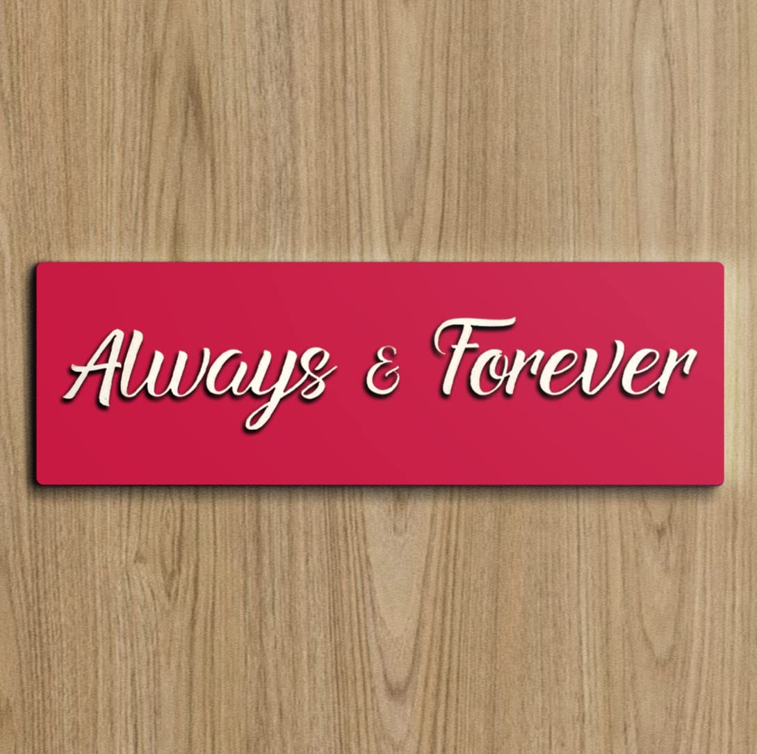 Chalk My Theme Always & Forever Quote Red Wooden Wall Art Valentine Gift For Boyfriend, Girlfriend, Husband, And Wife Valentine