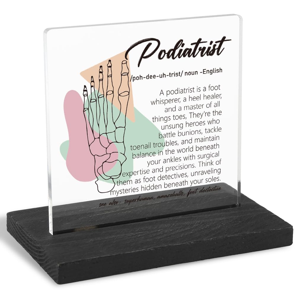 FOUGSTA Doctor Gifts for Podiatrist, Doctors Day Appreciation Gift for Podiatrist, Modern Transparent Acrylic Desk Plaque with 