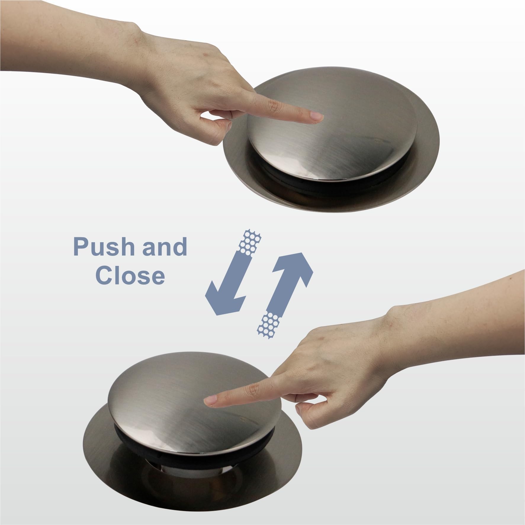 Brushed Bathtub Drain Stopper,Universal Pop Up Bath Drain, Hidrop Tip Toe Tub Drain Stopper,Conversion Kit Assembly, Replaces Li