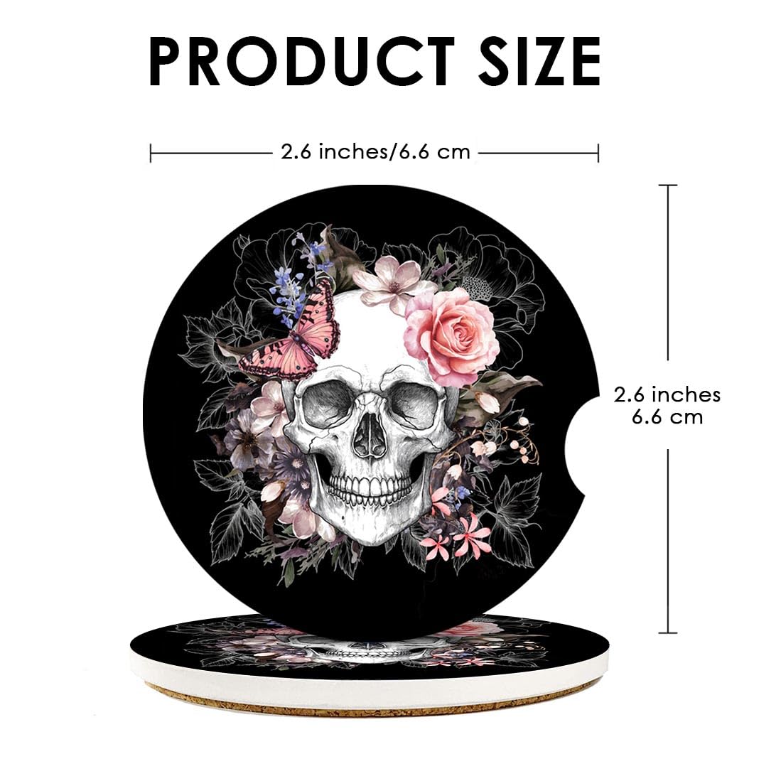 Britimes Car Coasters For Drinks Absorbent, 2 Pack Cup Holders, 2.56'' Ceramic Stone & Non-Scratch Cork Base Coasters Cupholder,