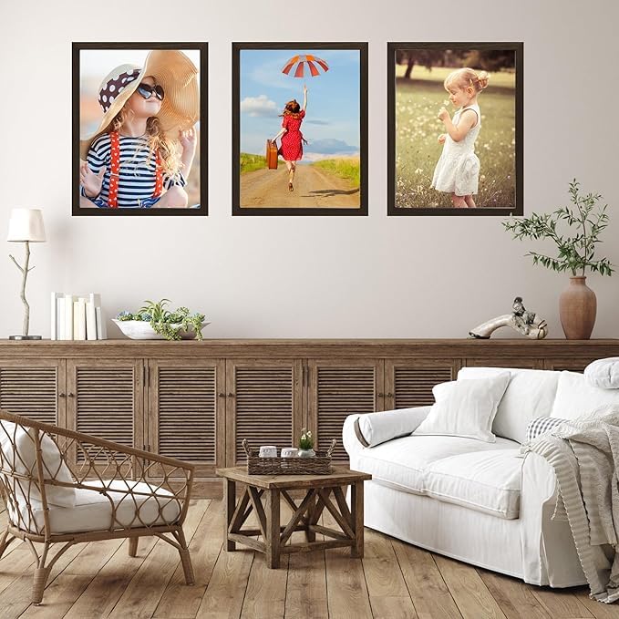 KTKDE A1 Poster Frame 23.4x33.1 Walnut Woodgrain, Vertical & Horizontal Wall Hanging Large Picture Frame for Photos, Posters & A