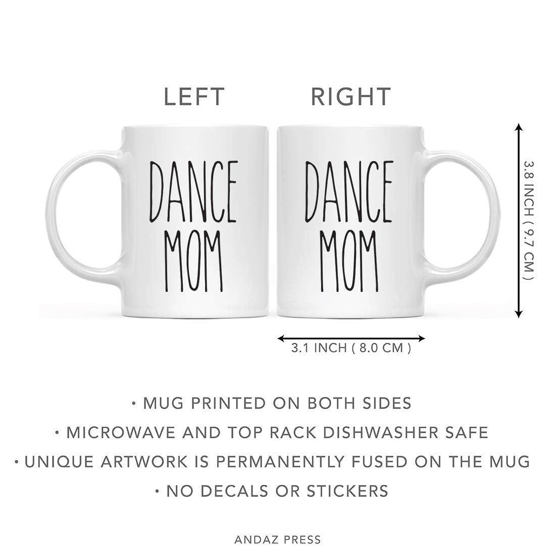 Andaz Press Simple Rustic Farmhouse Kitchen Decor 11oz. Ceramic Coffee Tea Mug Gift, Dance Mom, 1-Pack, Includes Box, Minimalist