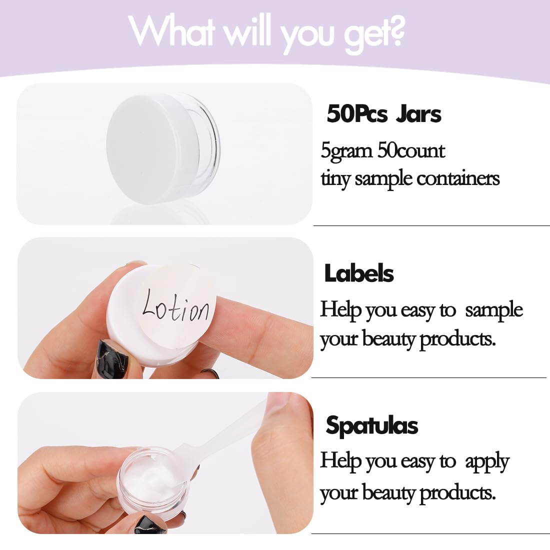 5 Gram Sample Containers With White Lids, 50 Count 5Ml Sample Jars, Empty Cosmetic Containers With Lids, Small Makeup Travel Con