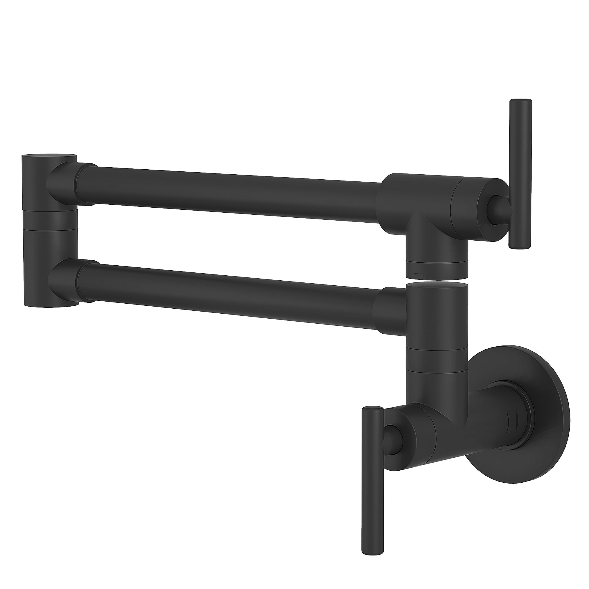 GIMILI Pot Filler Faucet Matte Black Wall Mount Folding Over Stove Stretchable Double Joint Swing Arm Kitchen Faucet