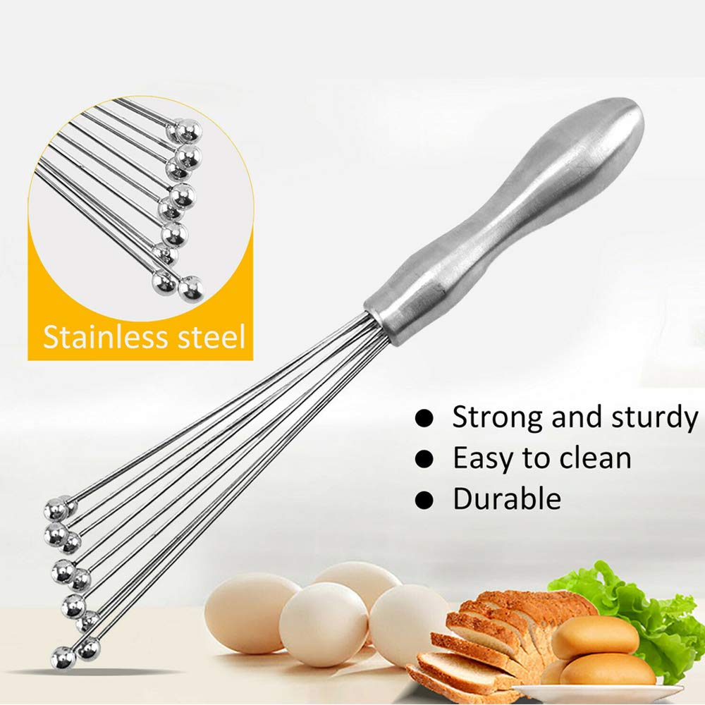 Egg Whisks,10 Inch Stainless Steel Ball Whisk Egg Beater Manual Mixer For Sauces Cream Egg