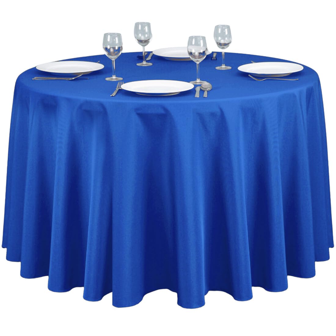 Linentablecloth 108-Inch Round Polyester Tablecloth Royal Blue