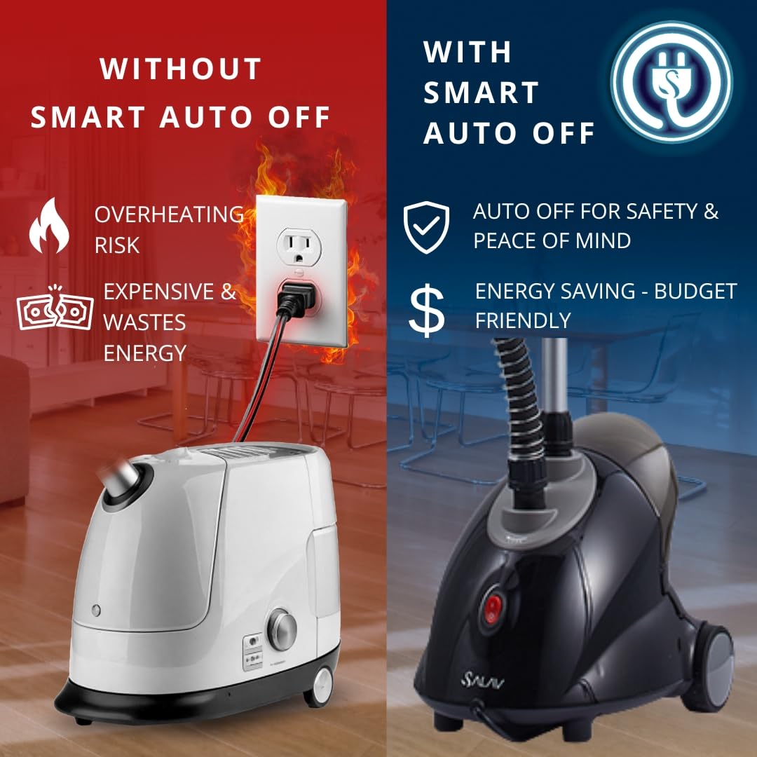 SALAV GS18-DJ Standing Garment Steamer with Smart Auto-Off, Wheels for Easy Movement, 1.8L Water Tank for 1hr Continuous Steamin