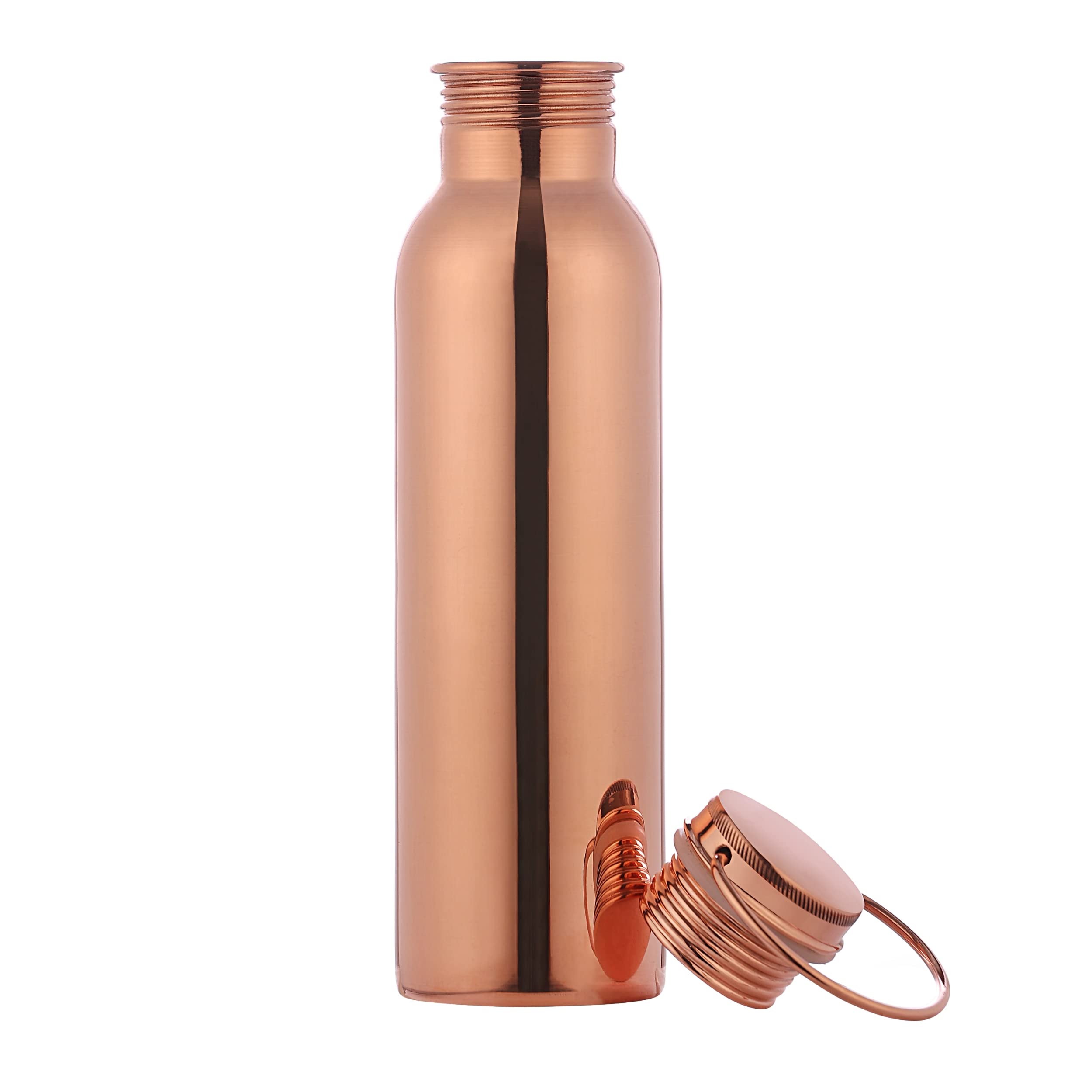 HealthGoodsIn Pure Copper Water Bottle, 600ml, Unlined & Lacquer-Free, Ayurvedic Health Benefits, Copper Color