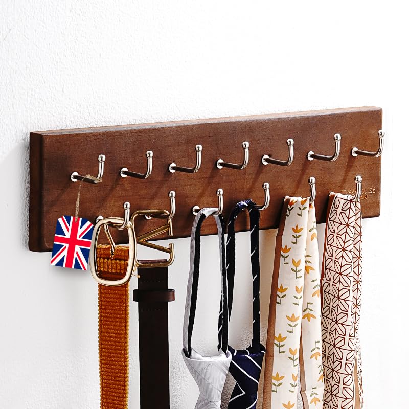 Treehouse Belt Organizer Rack, Holds Over 28 Large Belts, Sturdy Metal & Sturdy Wood Storage Holder For Closet, Versatile, Wall
