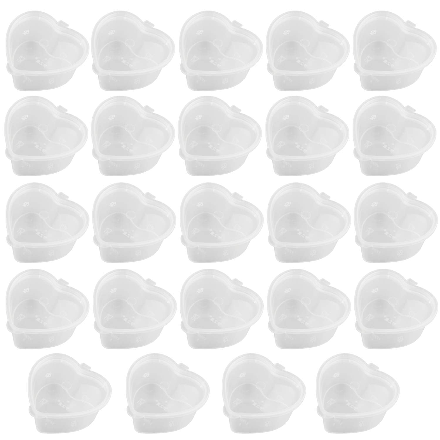 Goodma 24 Pieces 2.4 oz Heart Shaped Slime Storage Containers Transparent Small Plastic Box with Hinged Lids