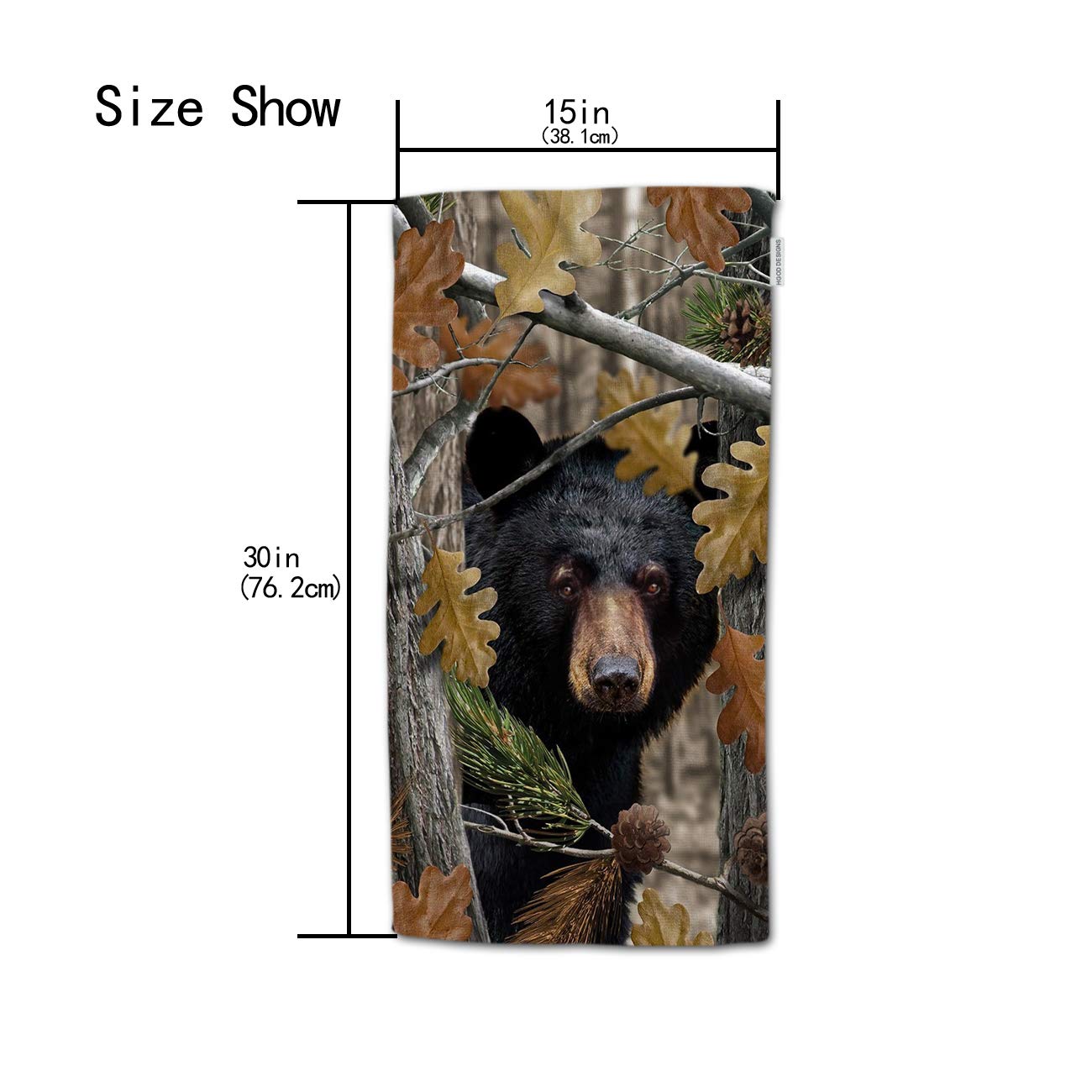 Hgod Designs Bear Hand Towels,Black Bear Family In Autumn Cotton Soft Bath Hand Towels For Bathroom Kitchen Hotel Spa Hand Towel
