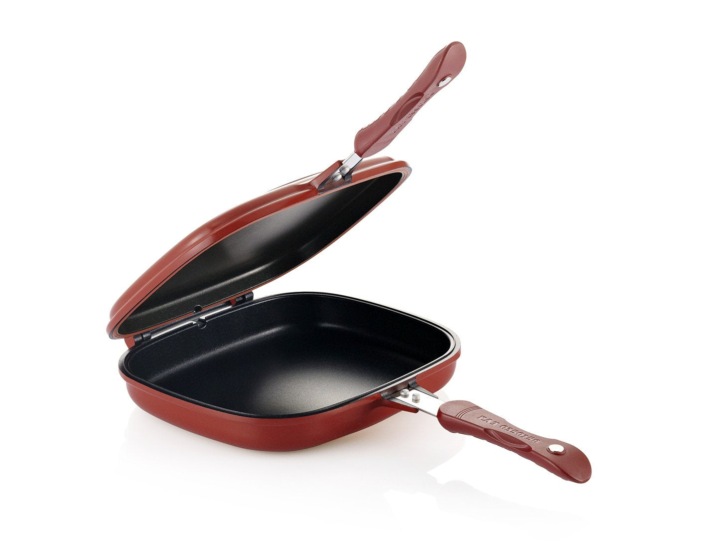 Happycall Nonstick Double Pan For Omelettes, Flip Pan, Square, Dishwasher Safe, Pfoa-Free, Red (Multi, 2.75H)
