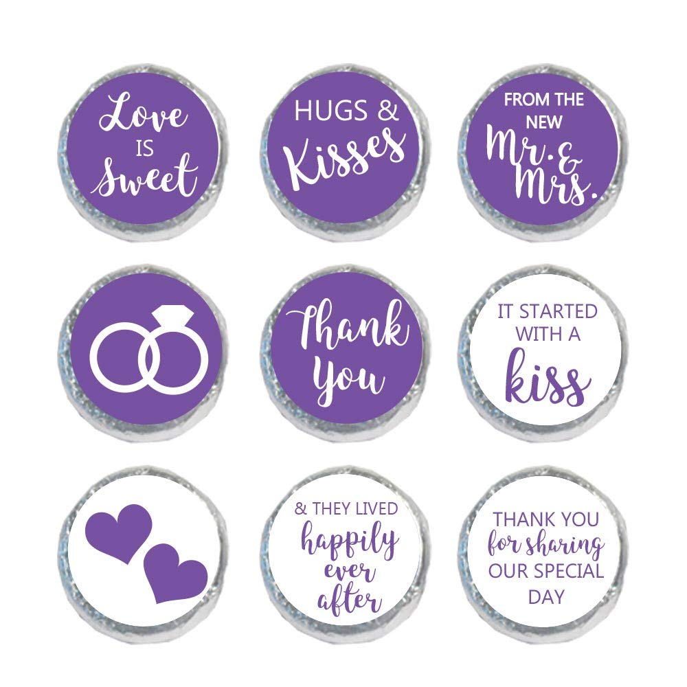 Mini Candy Stickers 0.75 Inch Wedding Favors Set Of 324 (Purple)