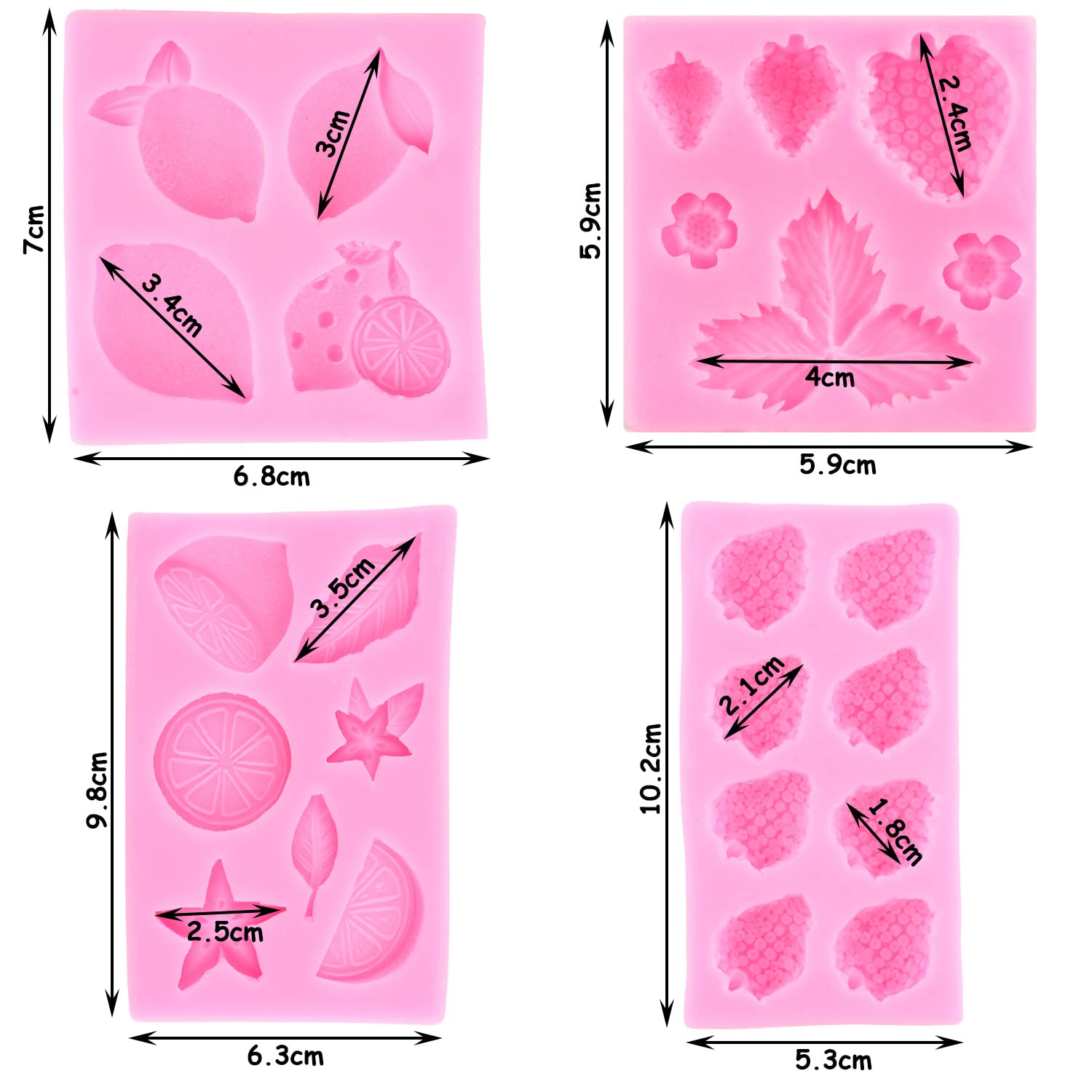 Zixiang Lemon Fondant Molds Strawberry Silicone Mold Summer Fruit Flower Candy Chocolate Mold Lemon Slices Resin Mold For Cake D
