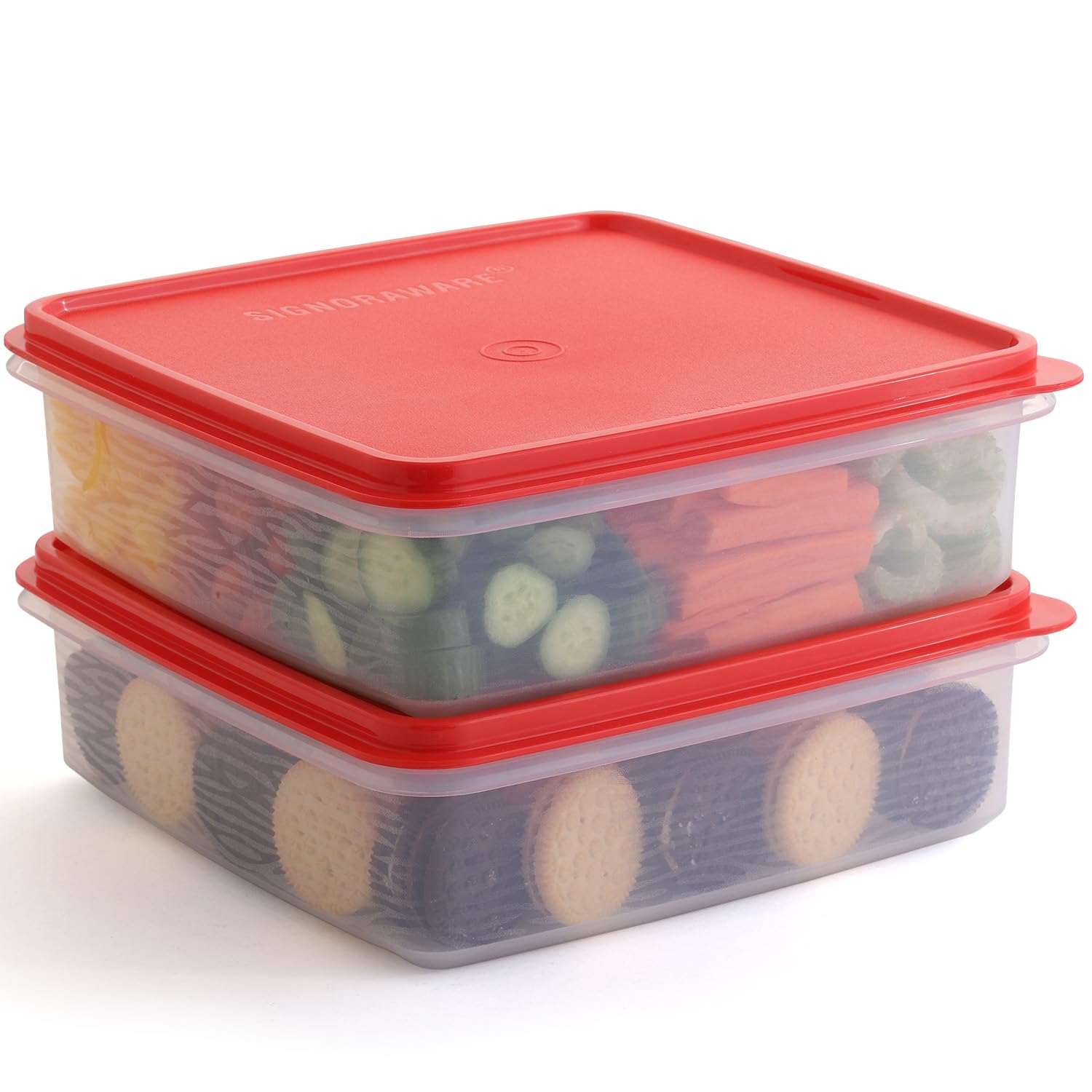 Plastic Storage Containers With Lids - 2-Pack 3L Cupcake Carrier - Leakproof Cookie Storage Containers Airtight - Bpa-Free Plast