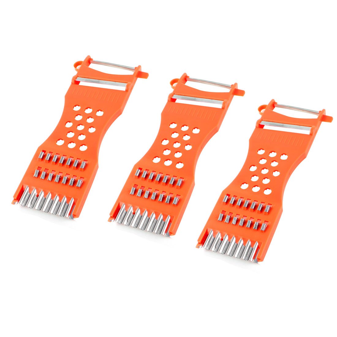 Uxcell Metal Scraper Fruit Grater Slicer Vegetable Peeler 3 Pcs Orange Red