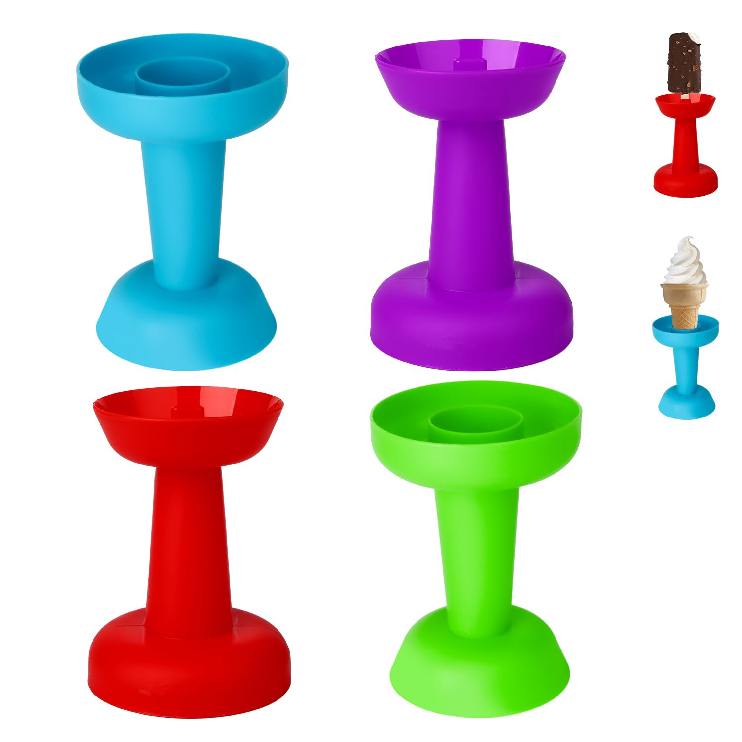 4Pcs Drip Free Popsicle Holder, Reusable No Drip Popsicle Holder For Kids No Freeze Ice Popsicle Holders Washable Ice Cream Cone
