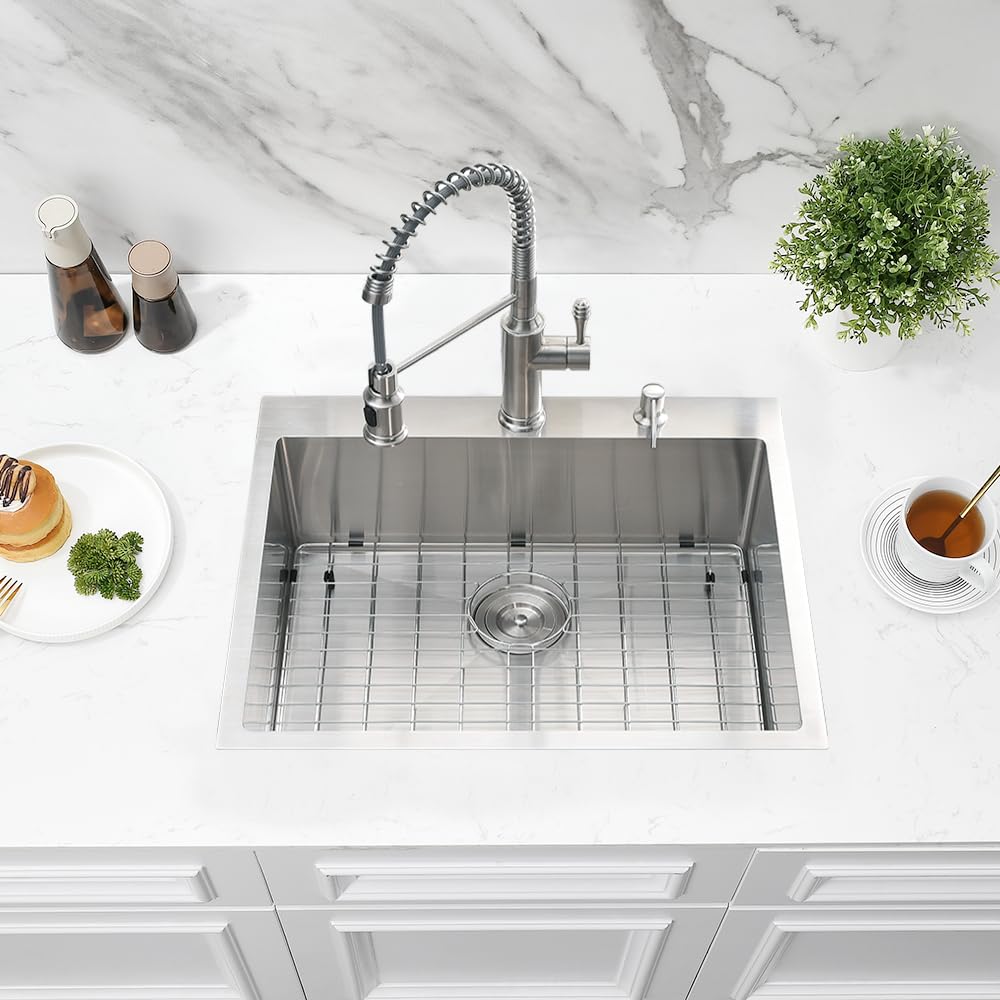 Jshozzy 23 Drop In Kitchen Sink, 23'' X 18'' Small Kitchen Sink Drop In 16 Gauge Stainless Steel Kitchen Sink Top Mount Single B
