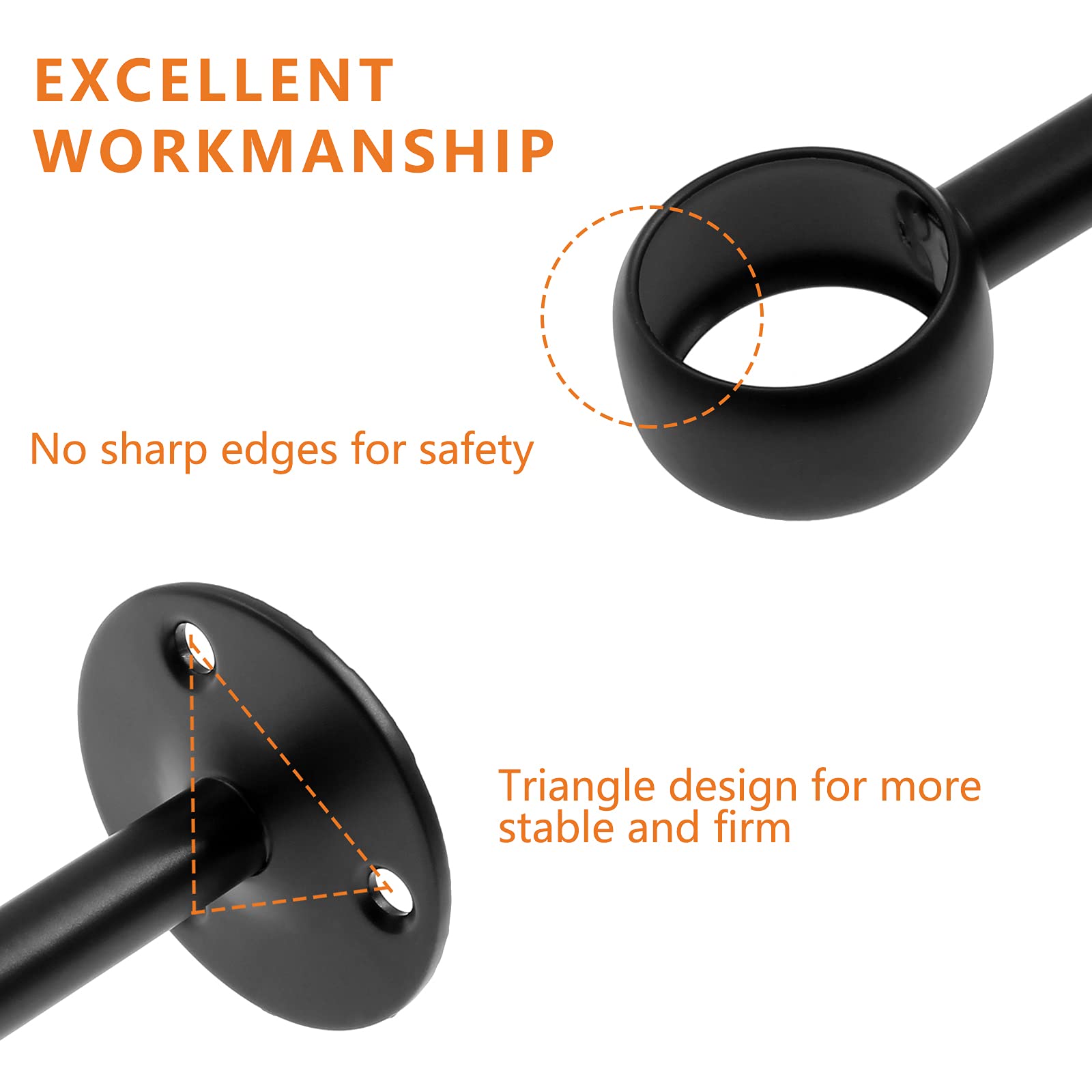 Jiozermi 2 Pcs 1 Inch Ceiling Mount Curtain Rod Bracket, Flange Closet Rod Holder, Heavy Duty Stainless Steel Shower Curtain Rod