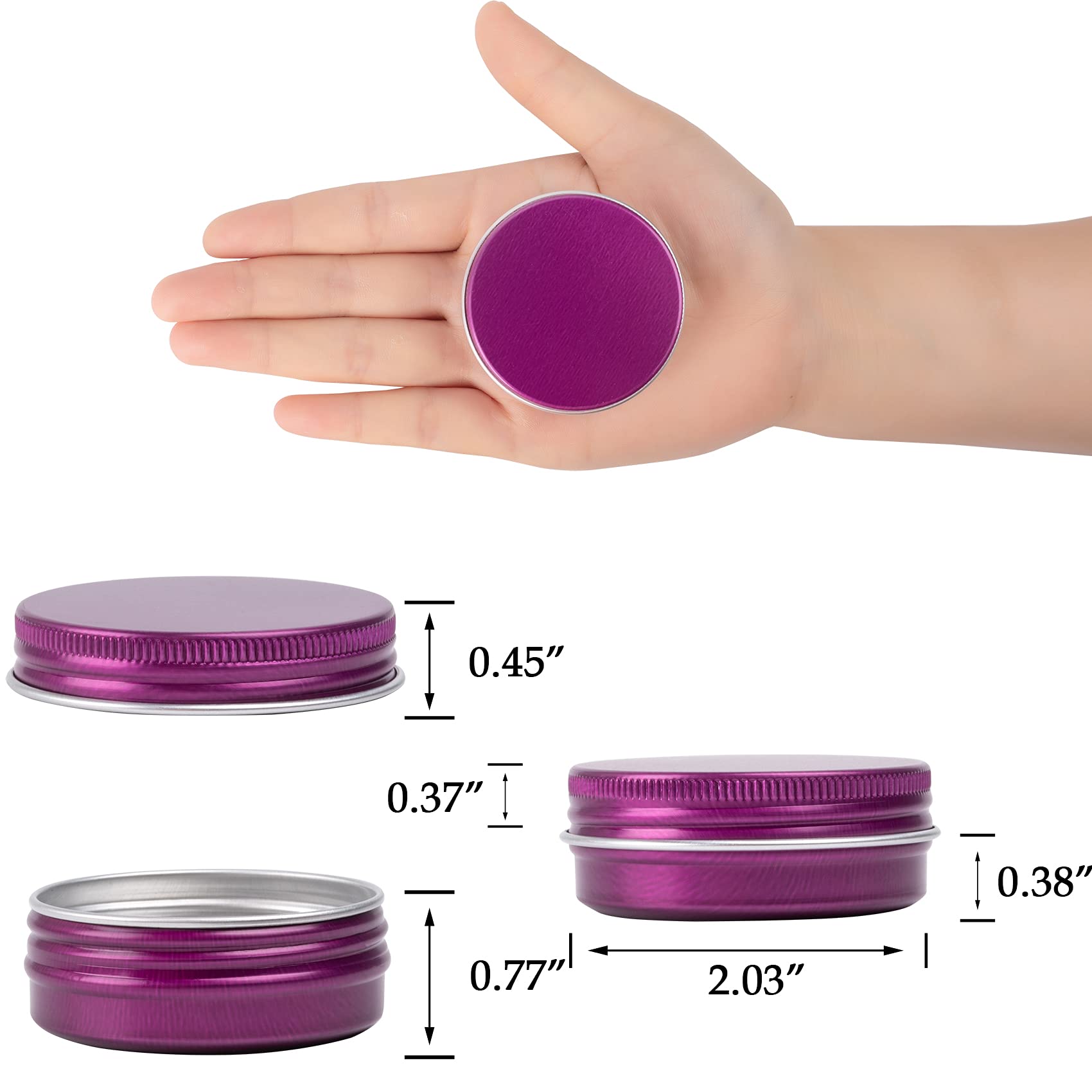 1 Oz / 30Ml Screw Top Aluminum Tin Jar With Screw Lid And Blank Labels (Purple - Pack Of 32)