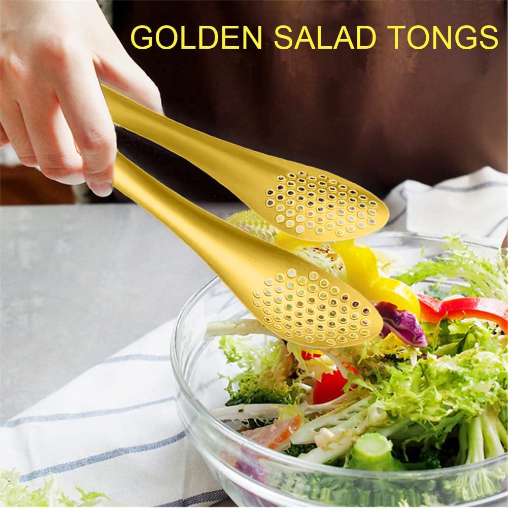 Iaxsee 4 Pcs Serving Tongs Gold Tongs 9 Inch Serving Utensils Stainless Steel Serving Tongs For Salad Buffet Appetizer Dessert T