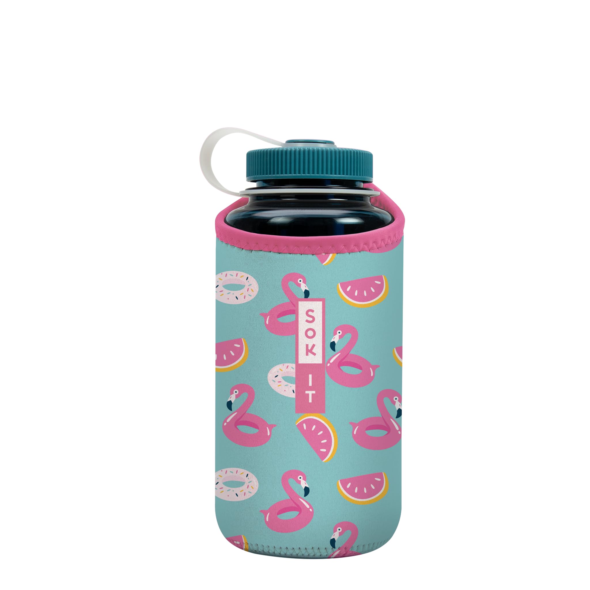 Sok It BotlSok Water Bottle Sleeve Insulated Neoprene Cover (Poolside Perfection, Fits 32oz Nalgene)