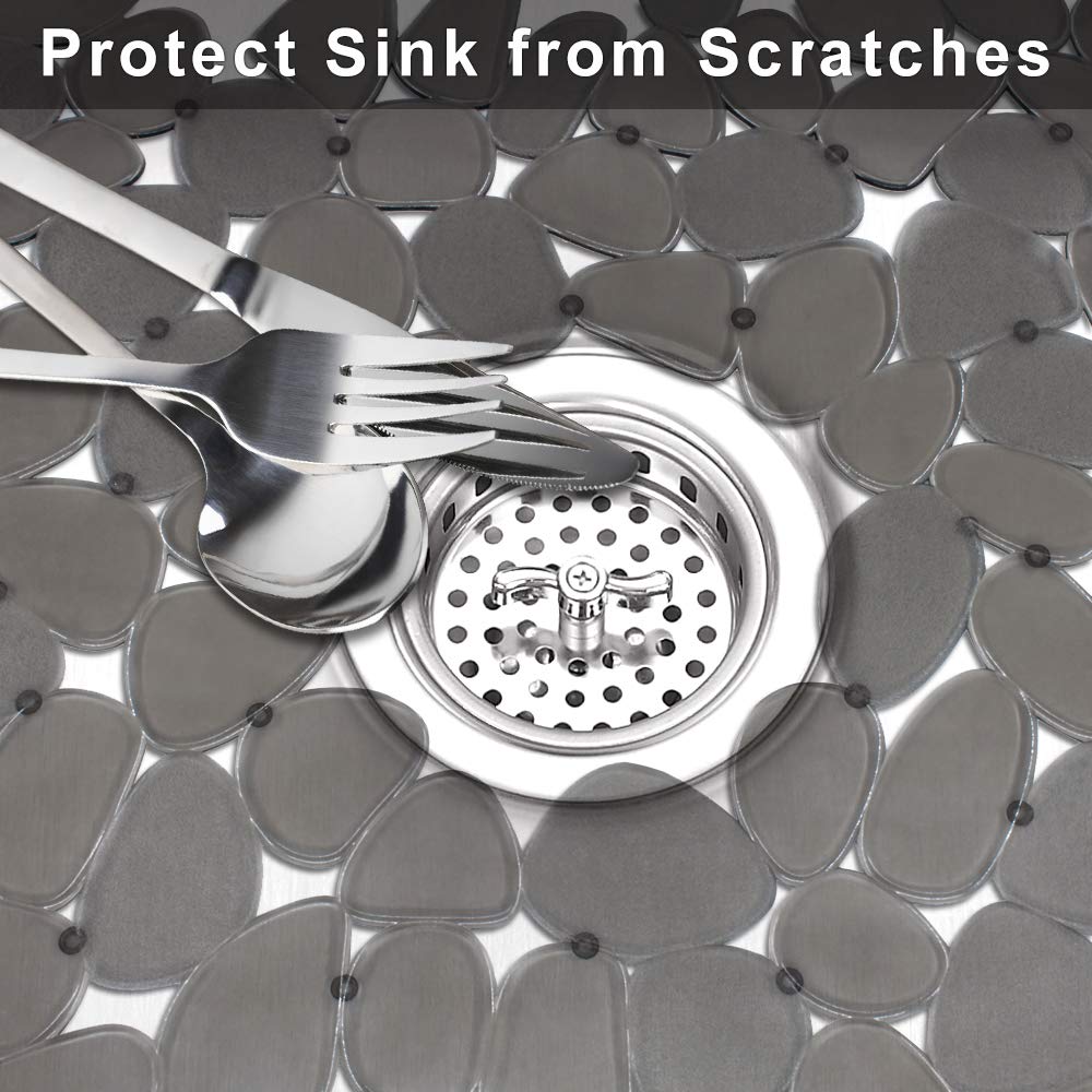 Yolife Pebble Sink Mats For Stainless Steel Sink, Pvc Sink Saddle Protectors Kitchen Sink Mat For Porcelain Sink, Dishes And Gla