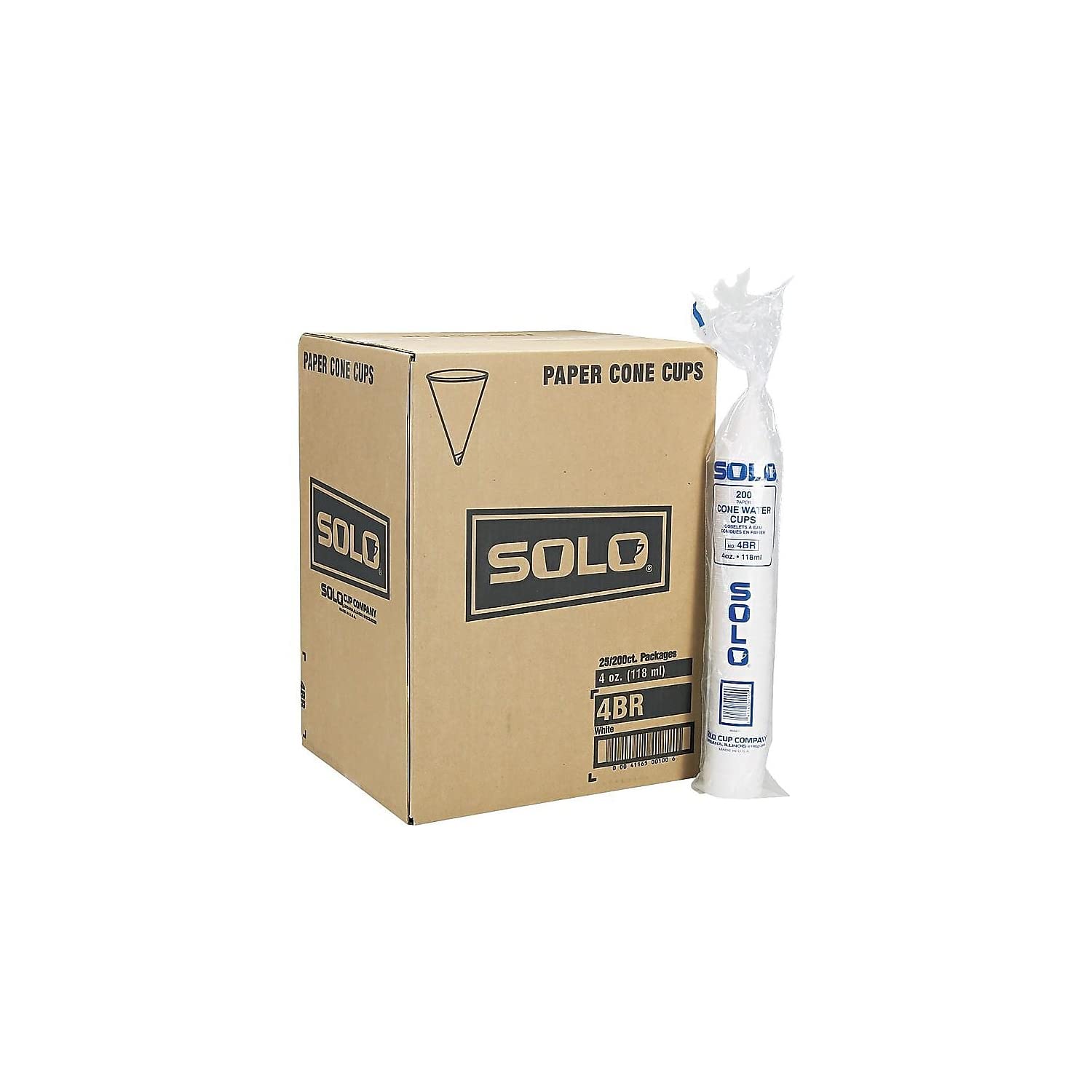 Solo Bare Eco-Forward Cone Cold Cups, 4 Oz., White, 5000/Carton (4Br-2050)