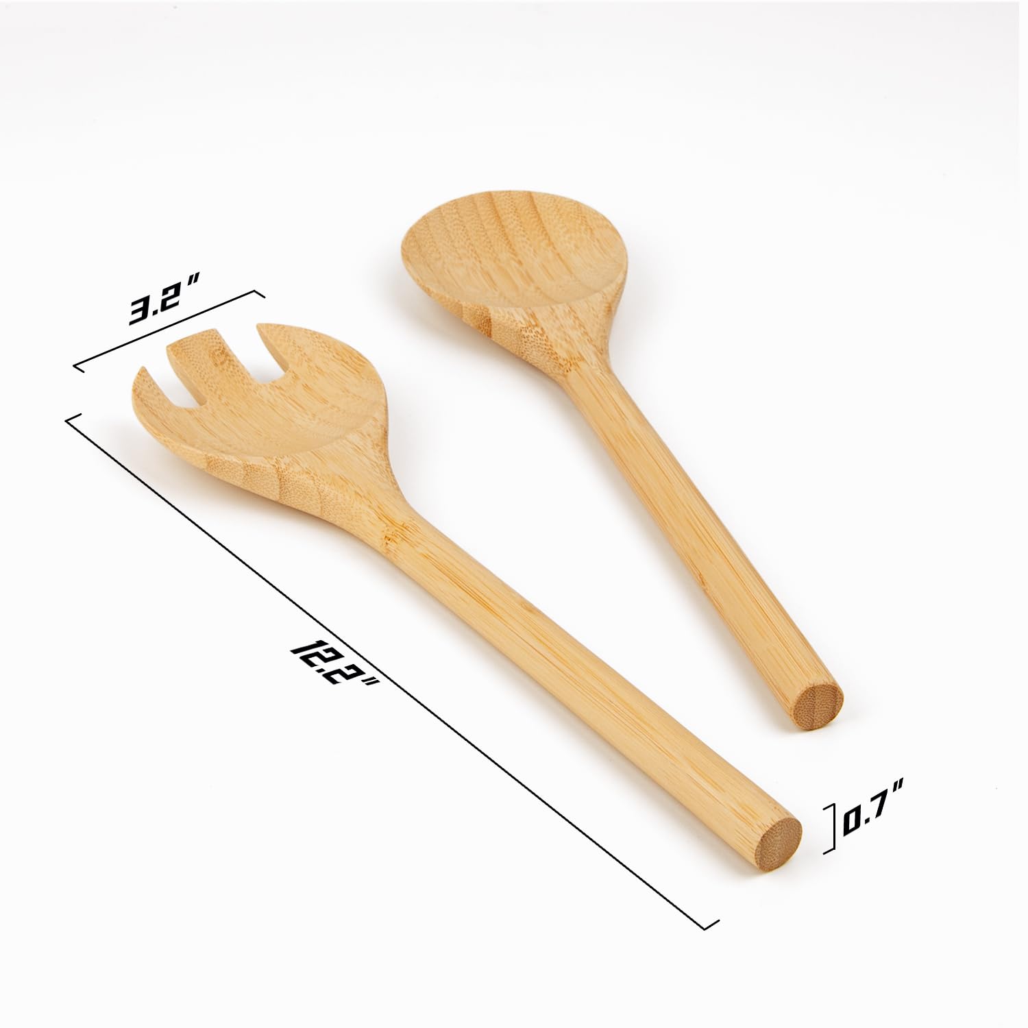 Naturoom Acacia Wood Salad Servers, 10-Inch Wooden Utensils For Cooking And Kitchen - Set Of 2